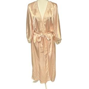 Vtg 80s whispers and sears pink silky robe size 2x